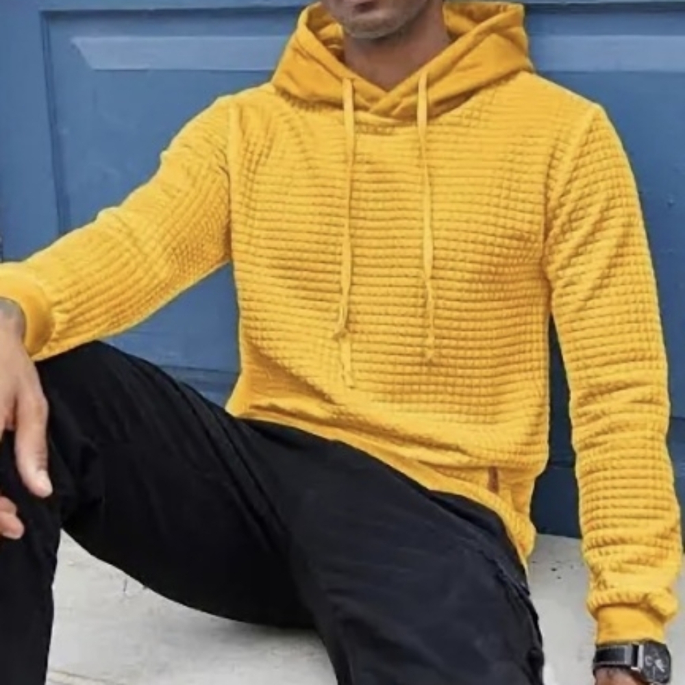 Unisex. Yellow Textured Hoodie. Size L/XL. NWOT.